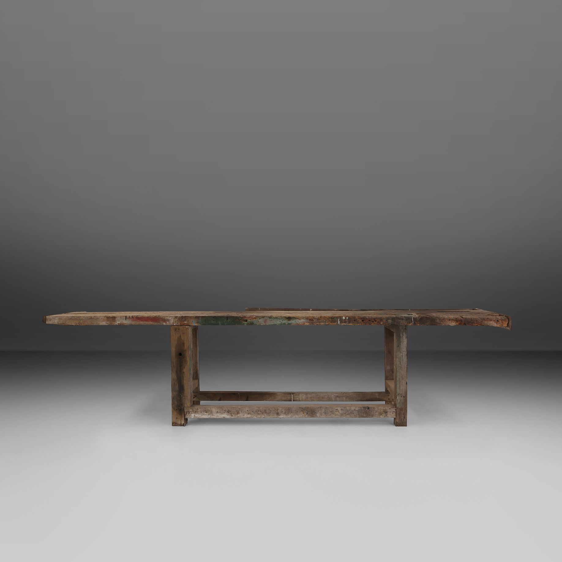 Industrial Oak Workbench with Exceptional Patina, Belgium ca. 1850-img